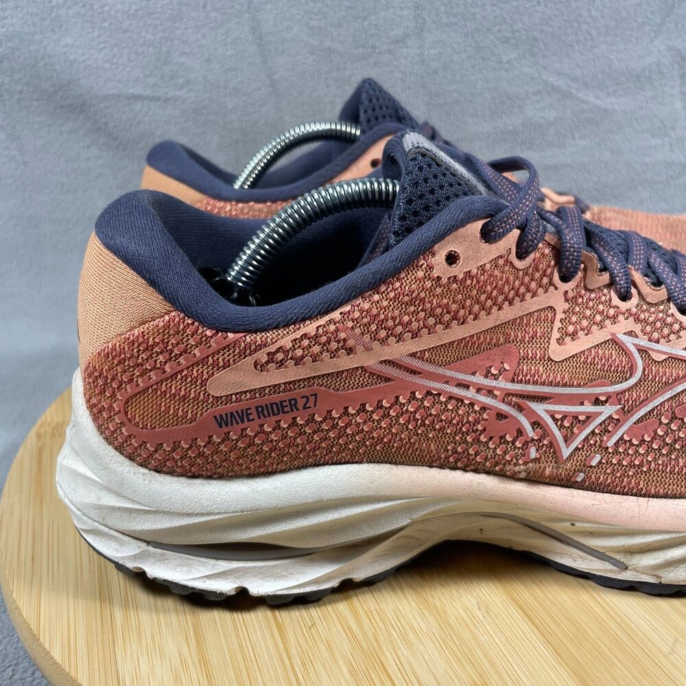 Mizuno Wave Rider 27 Womens Size 8.5 Coral Reef /White Running Shoes Sneakers - Picture 2 of 16